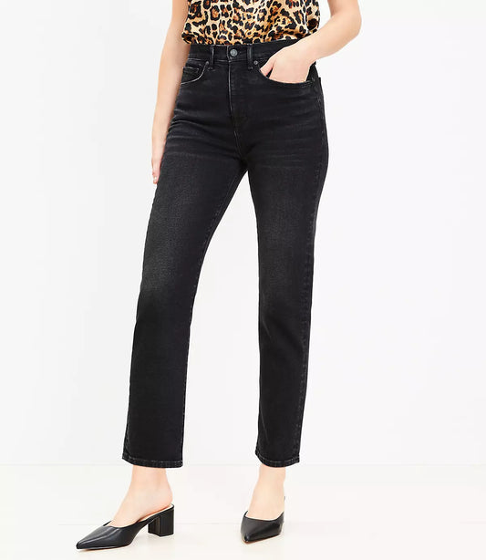 LOFT High Rise Slim Jeans in Washed Black